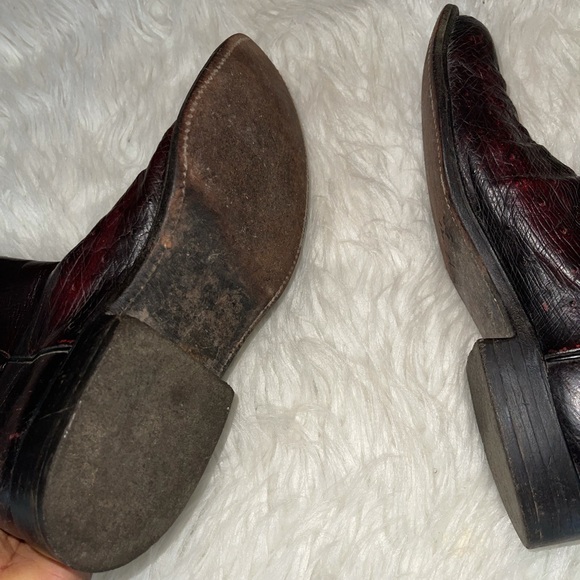 Vintage Lucchese oxblood ostrich leather boots - Picture 5 of 12